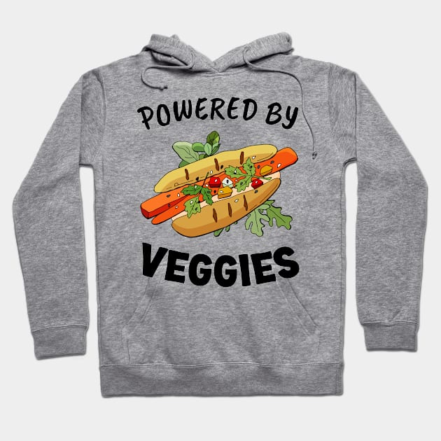 Powered By Veggies Vegan Hot Dog Hoodie by Whimsical Frank